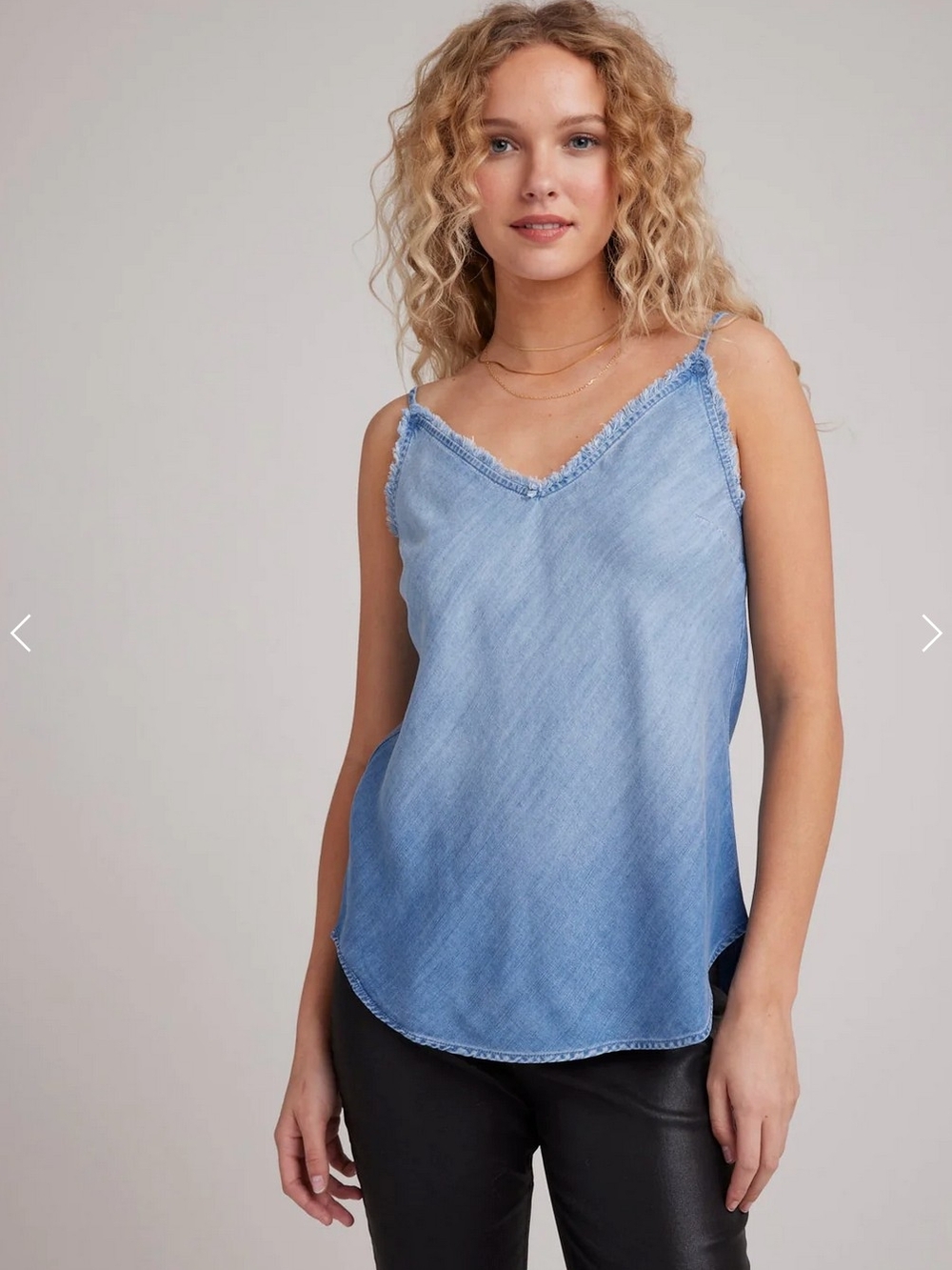 cloth & stone Sleeveless Denim Camisole Tank Top Frayed Edges Womens XS